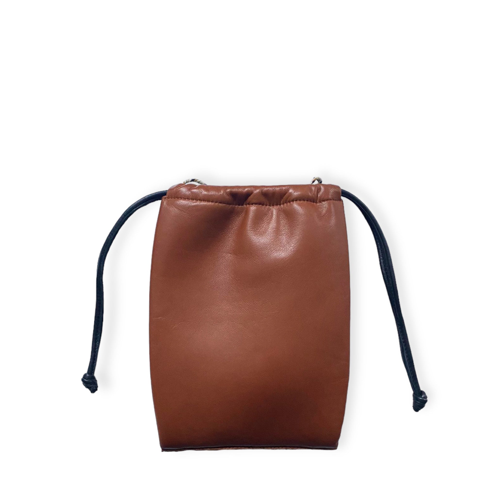 Pochette à lien de serrage - String micro - Cognac et noir
