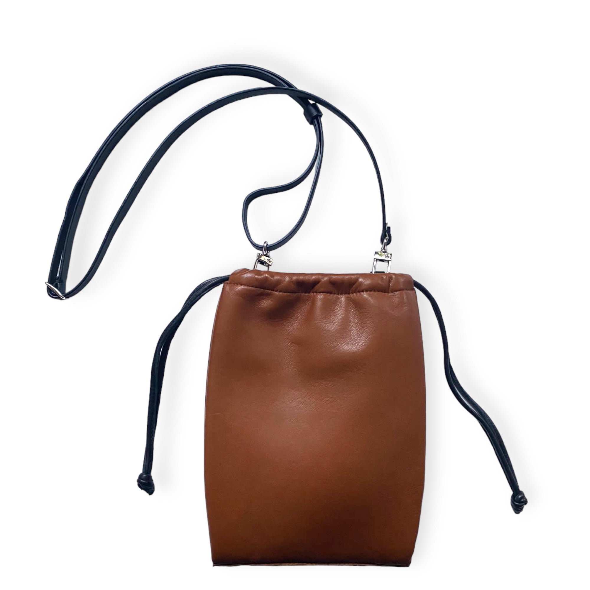 Pochette à lien de serrage - String micro - Cognac et noir