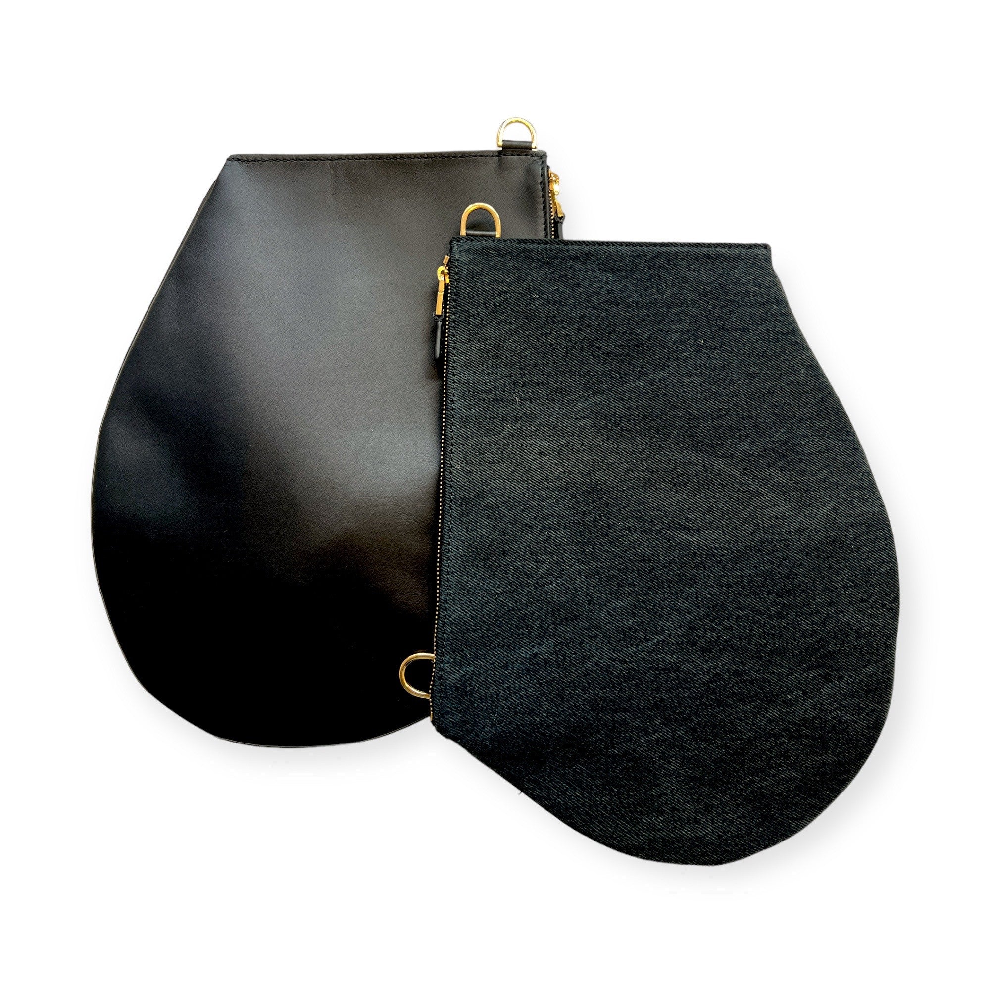 mls-marielaurencestevigny- reversible Zip  maxi purse  cross body gold leather with black 