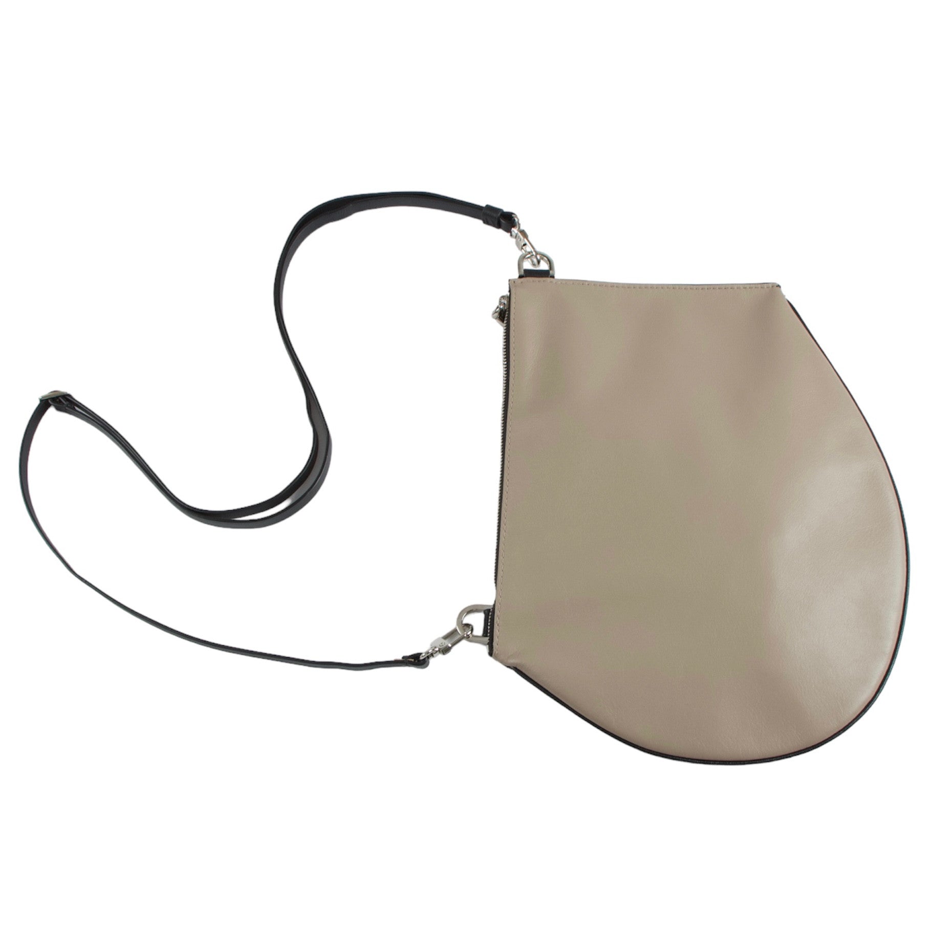 Pochette bandoulière - Zip XL - Taupe et noir