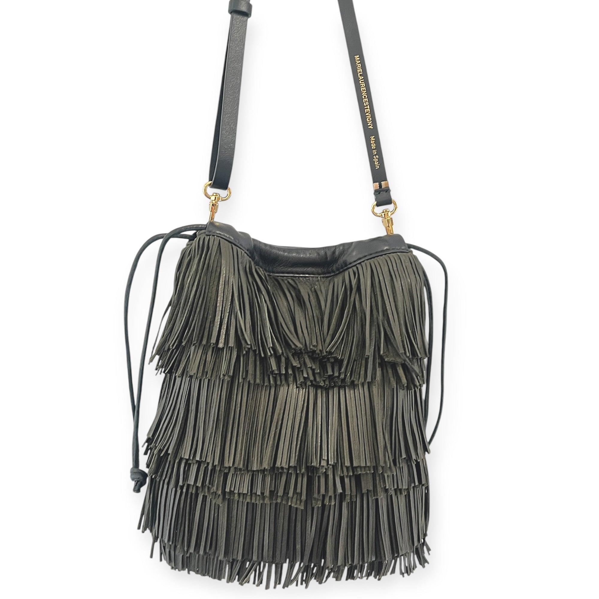 MARIELAURENCESTEVIGNY__String pouches micro-Khaki black-fringes-with thin strap front.JPEG