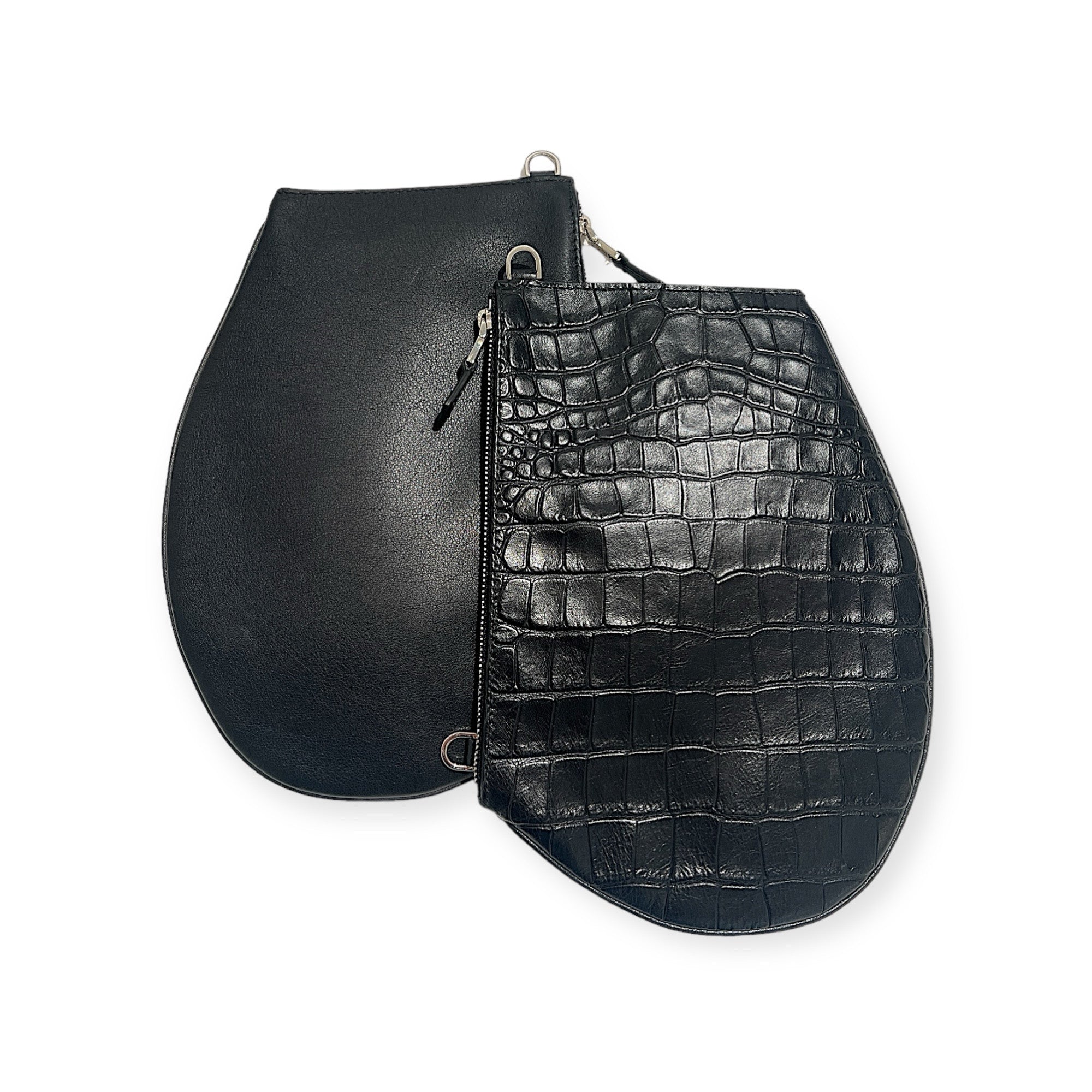 Pochette bandoulière - Zip medium - Noir croco