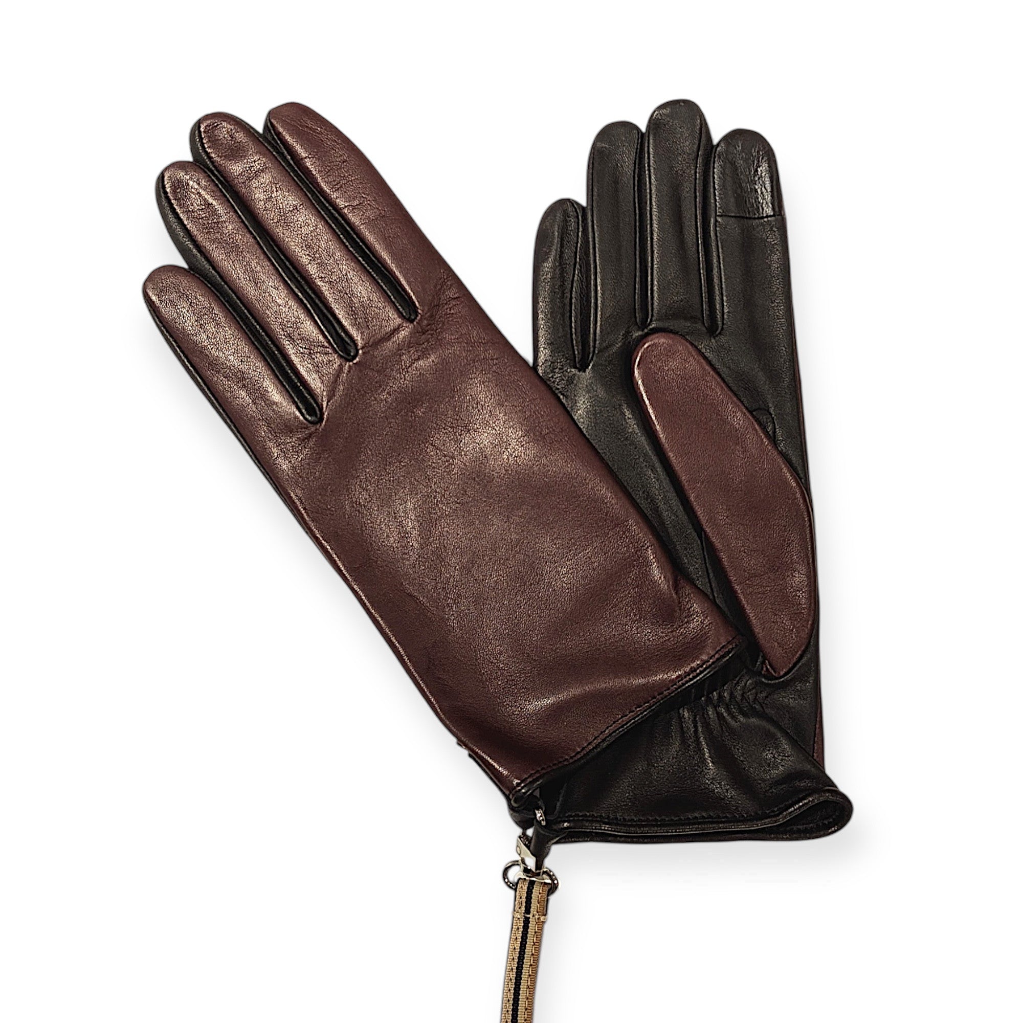 MARIELAURENCESTEVIGNY-skin classic edition-gloves-Simple gloves-deep burgundy  black front