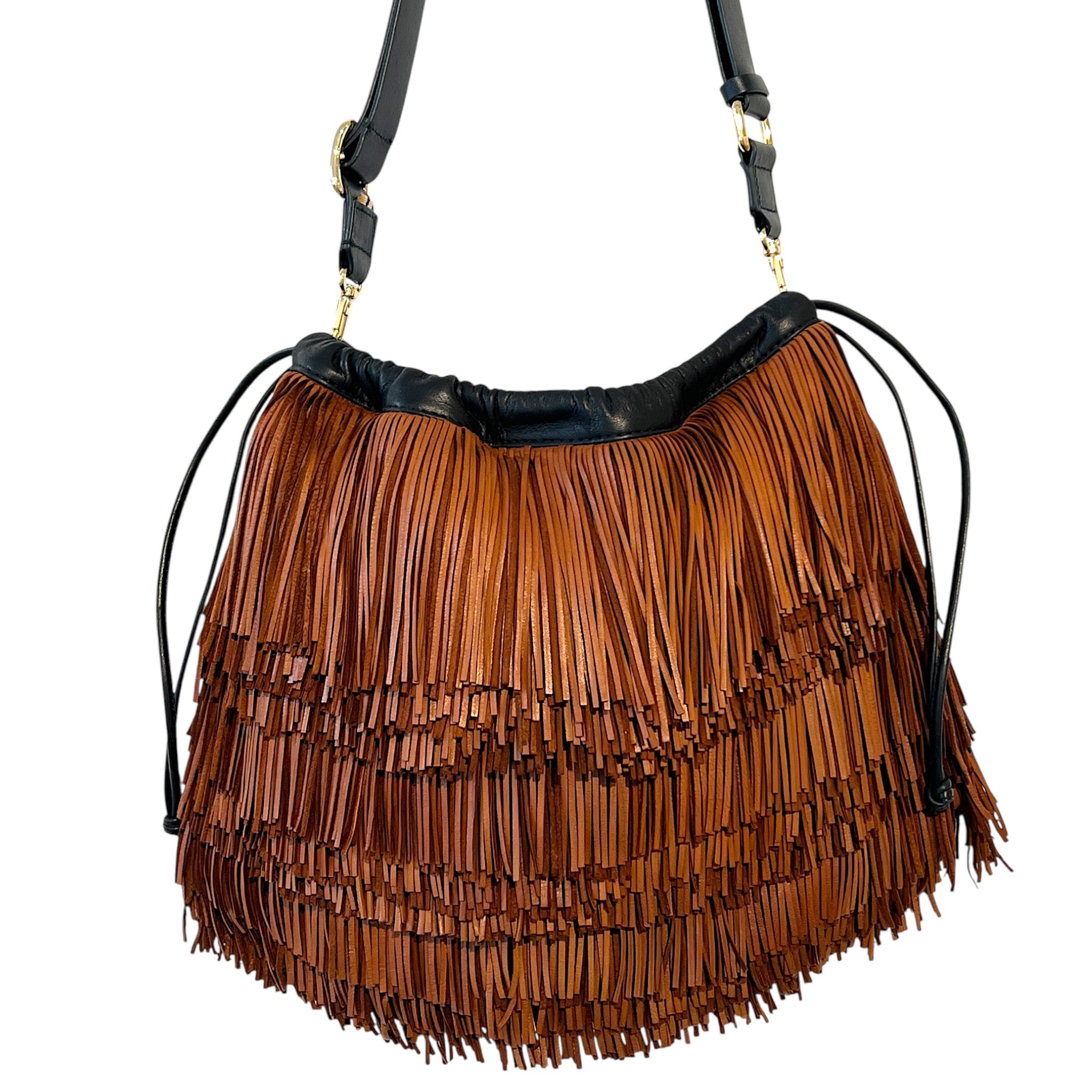 MARIELAURENCESTEVIGNY_Fringes _String pouches medium-tan-packshoot- with large black strap