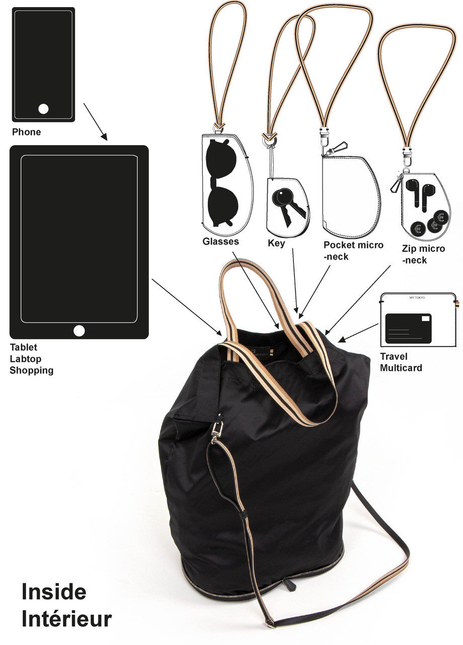 Pocket tote -inside-foldable bag-nylon b