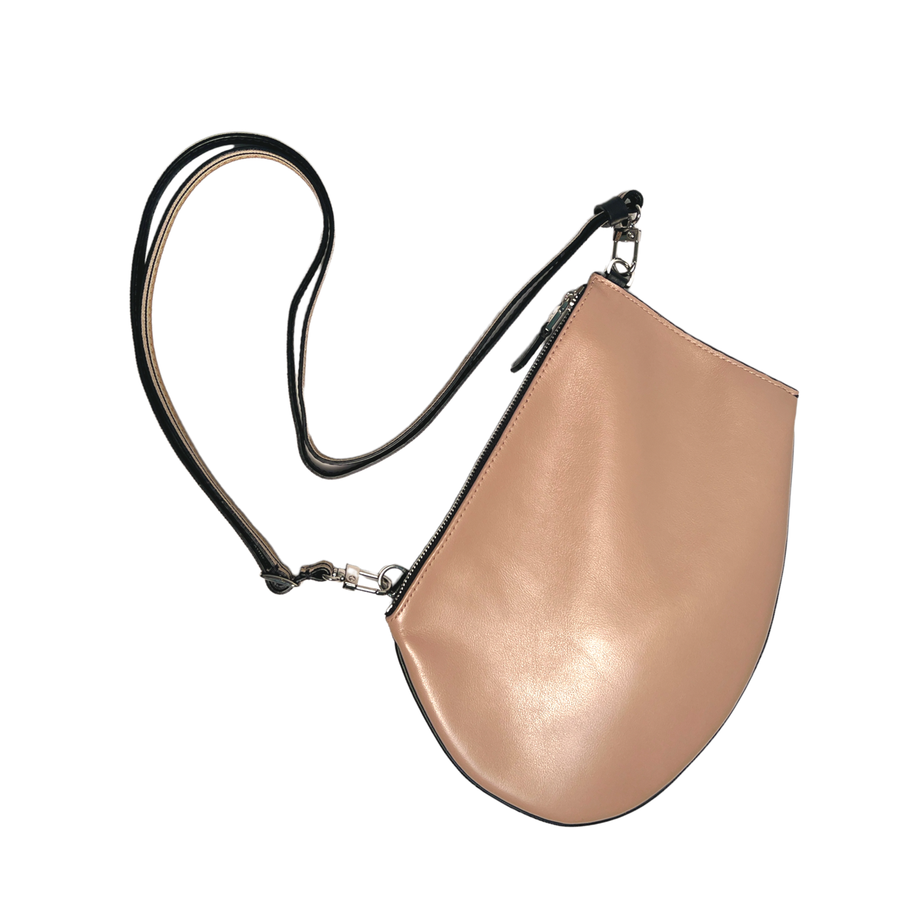 Pochette bandoulière - Zip medium - Nude et noir