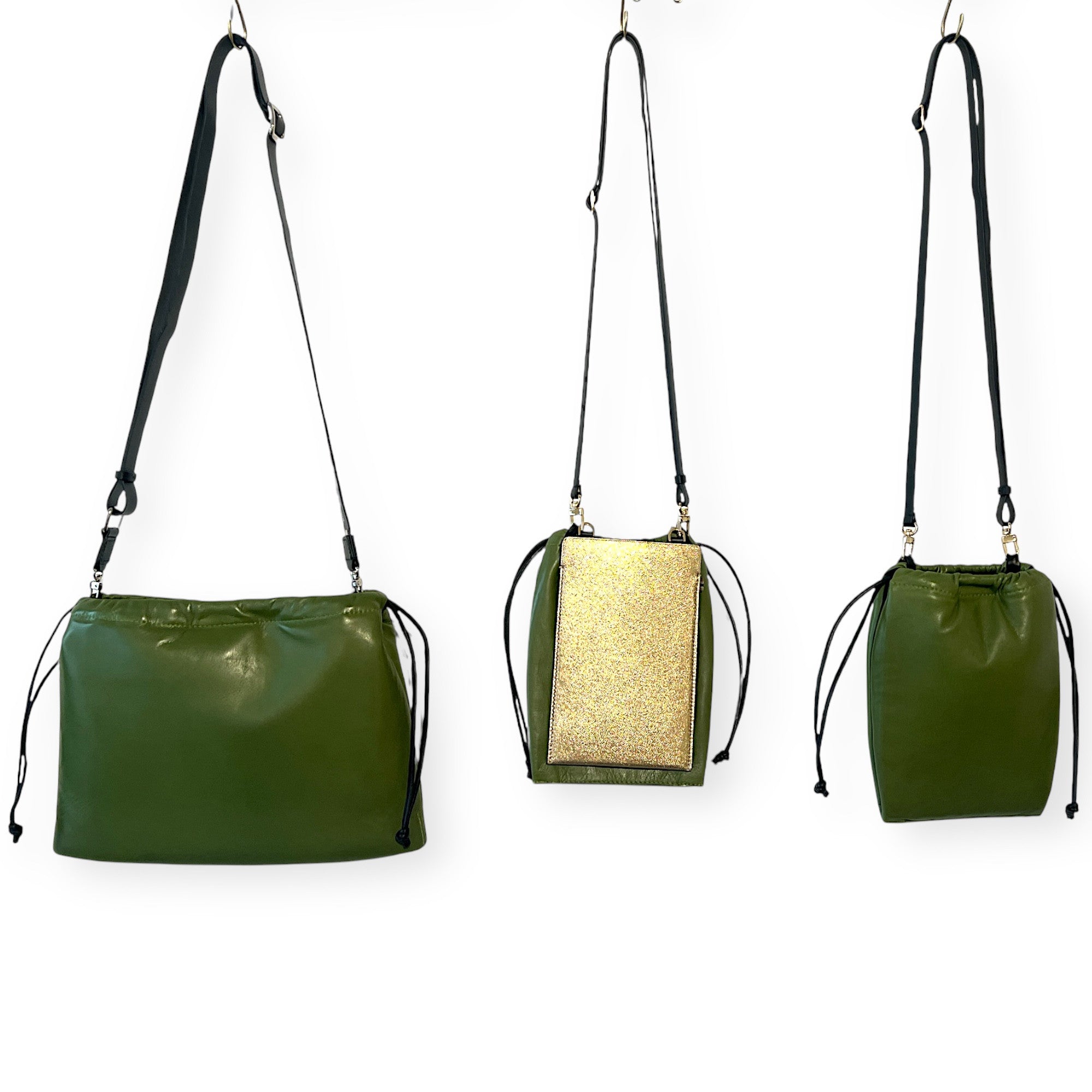MARIELAURENCESTEVIGNY__String pouches micro and maxi and nano -green grass-color edtion -p