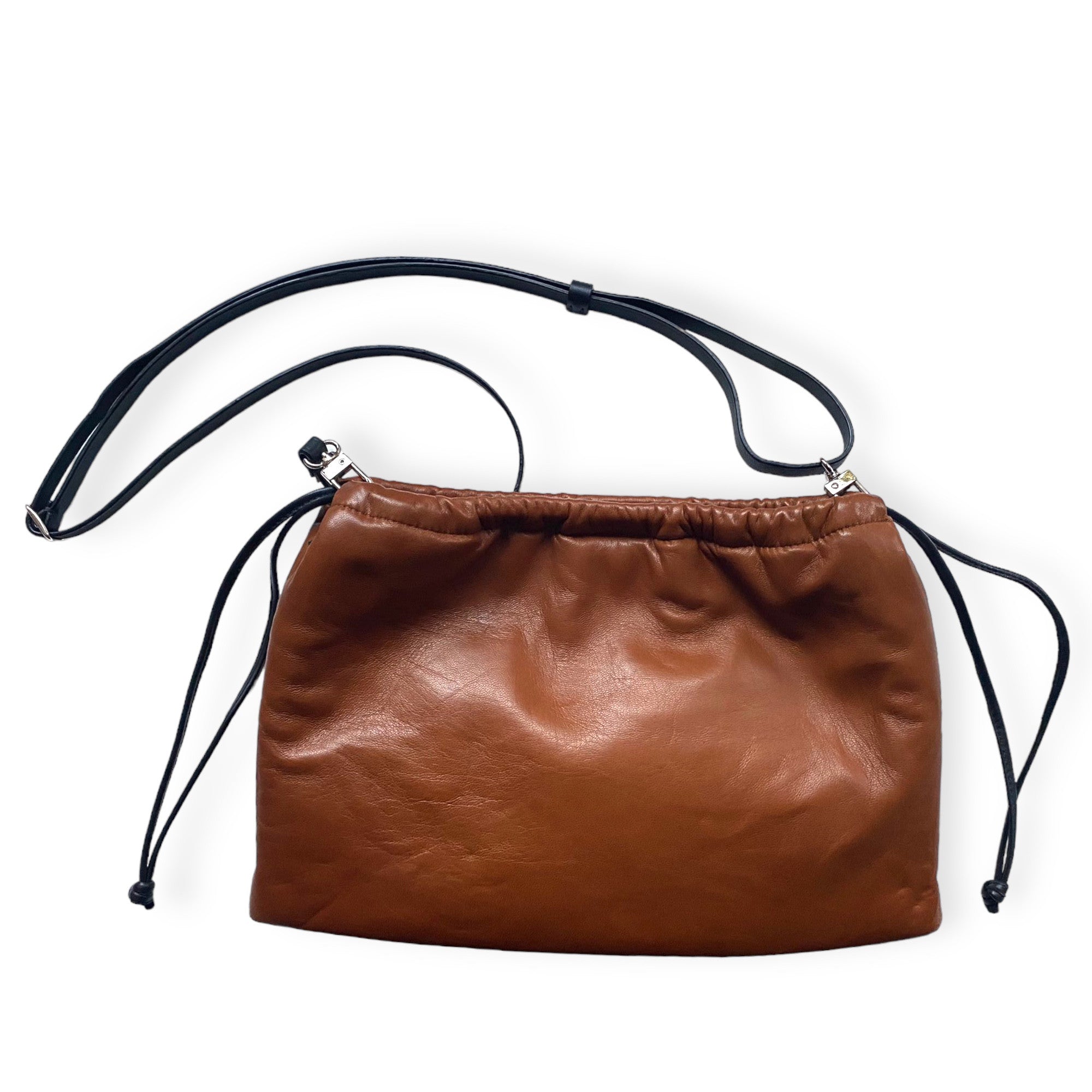 Pochette à lien de serrage - String medium - Cognac et noir