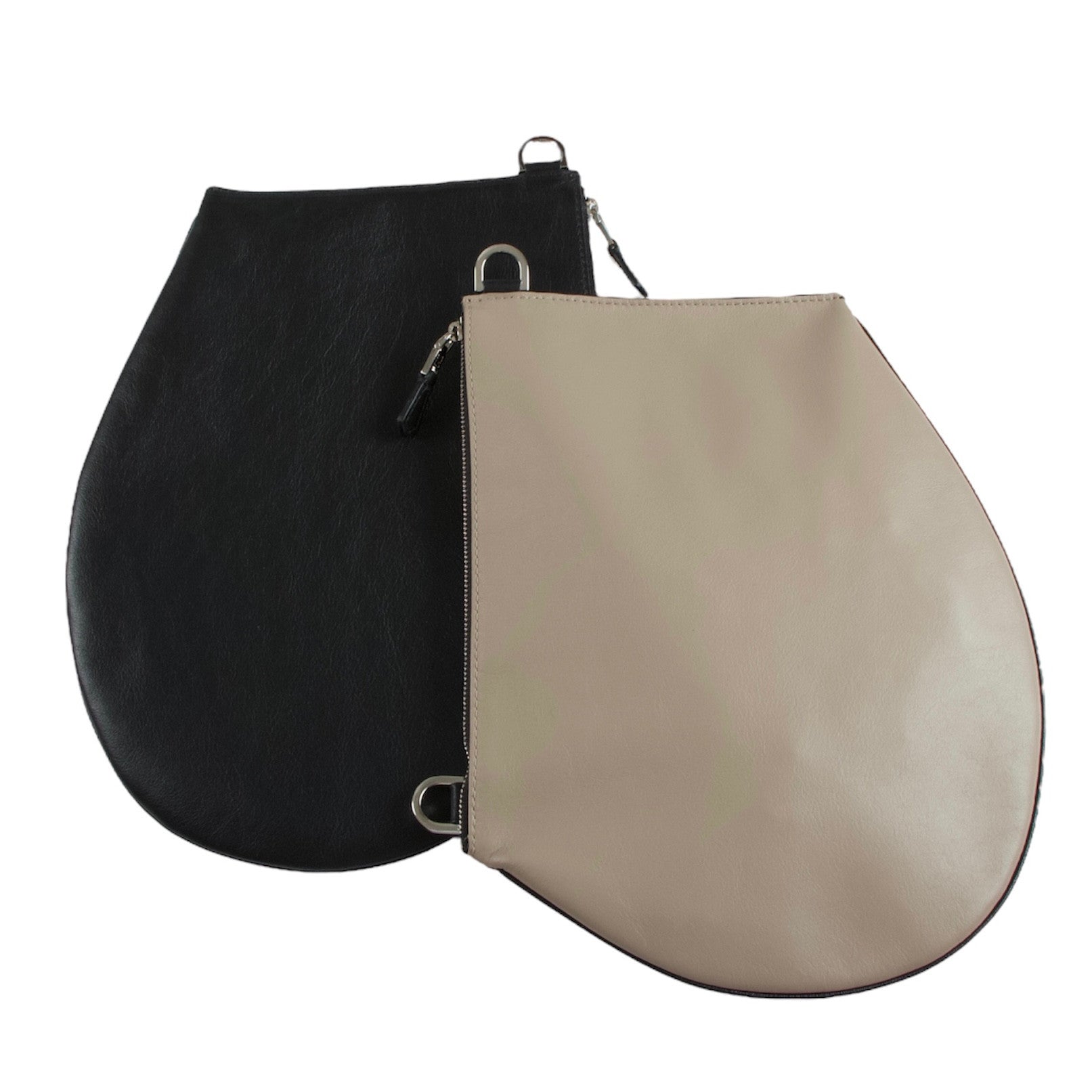 Pochette bandoulière - Zip XL - Taupe et noir