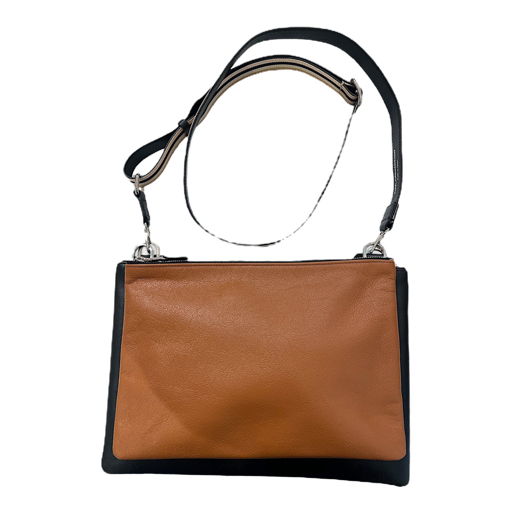 MARIELAURENCESTEVIGNY_DUO Pocket mixte Black black tan-side- flat view- double poche with black large strap _edited.jpg