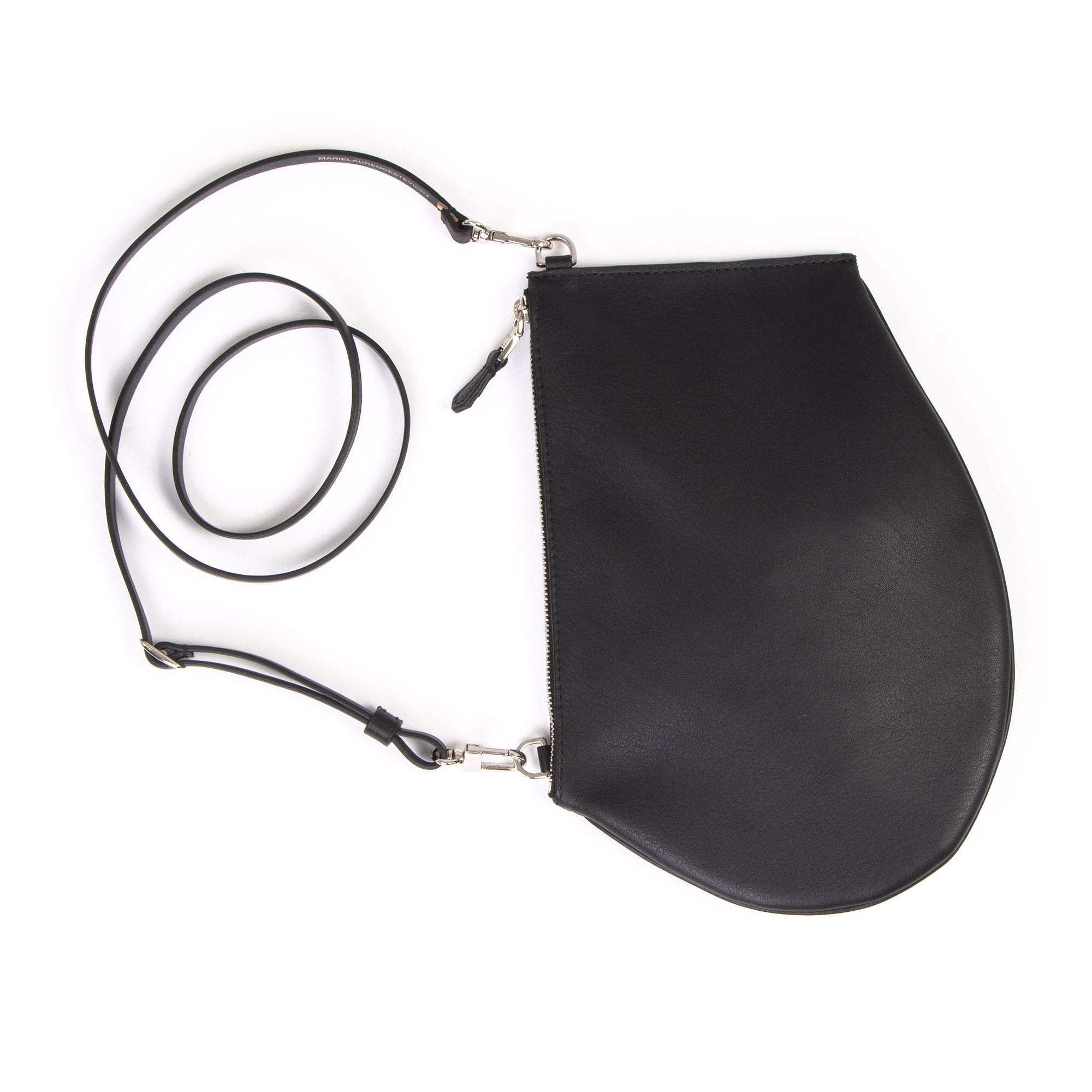 Pochette bandoulière - Zip medium - Noir finitions argentées
