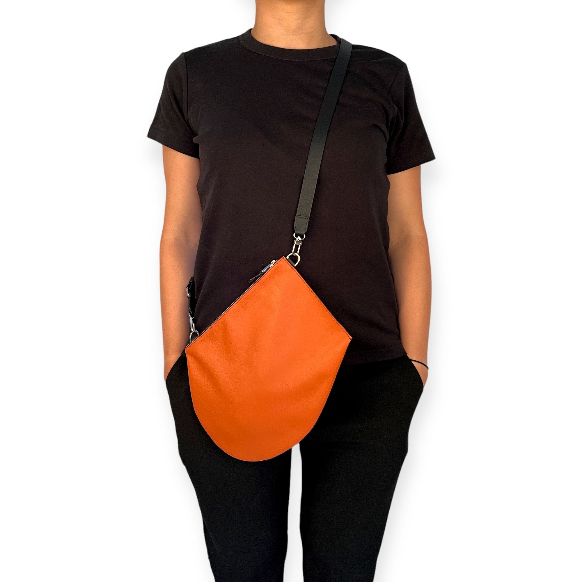 Pochette bandoulière - Zip XL - Orange et noir