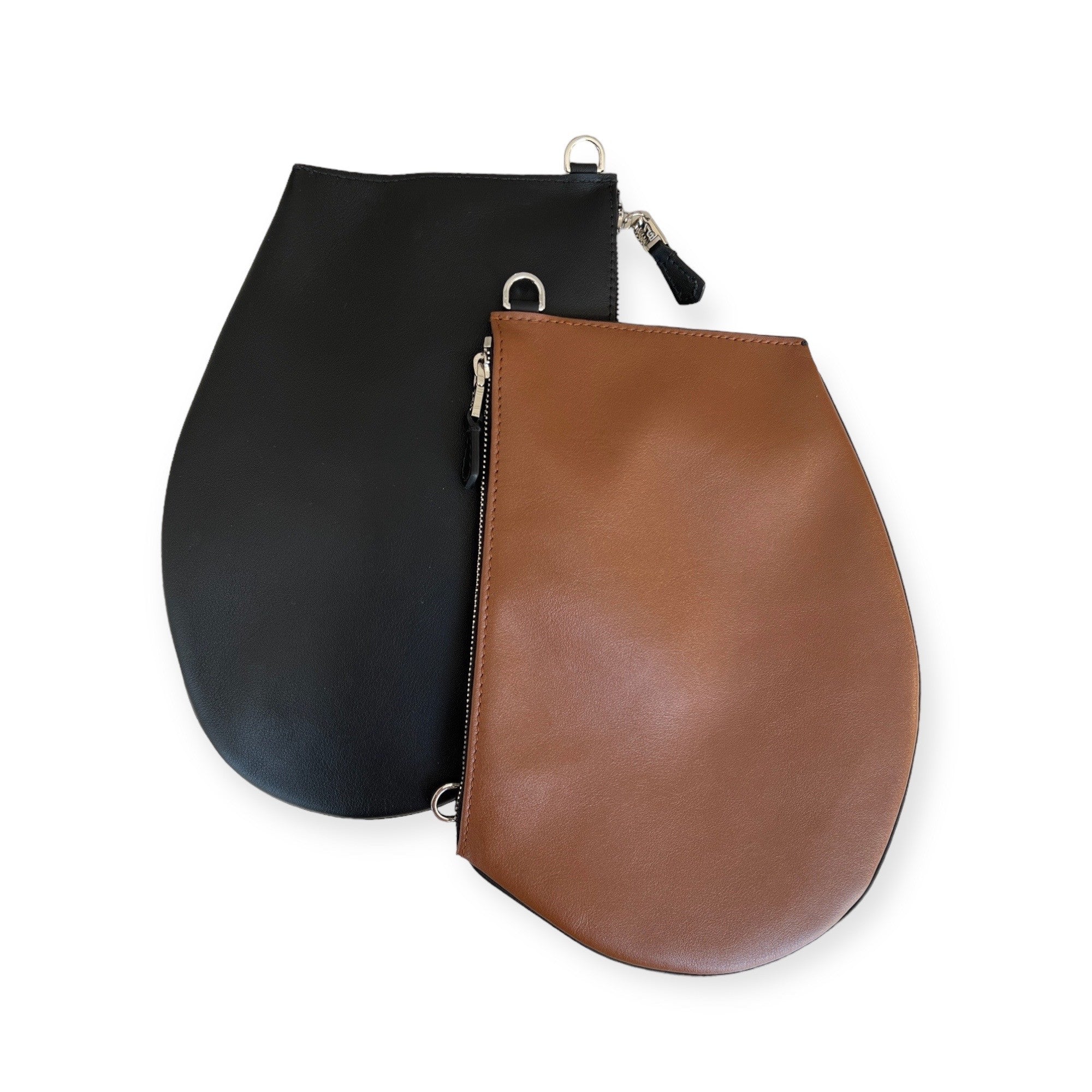 Pochette bandoulière - Zip medium - Cognac et noir