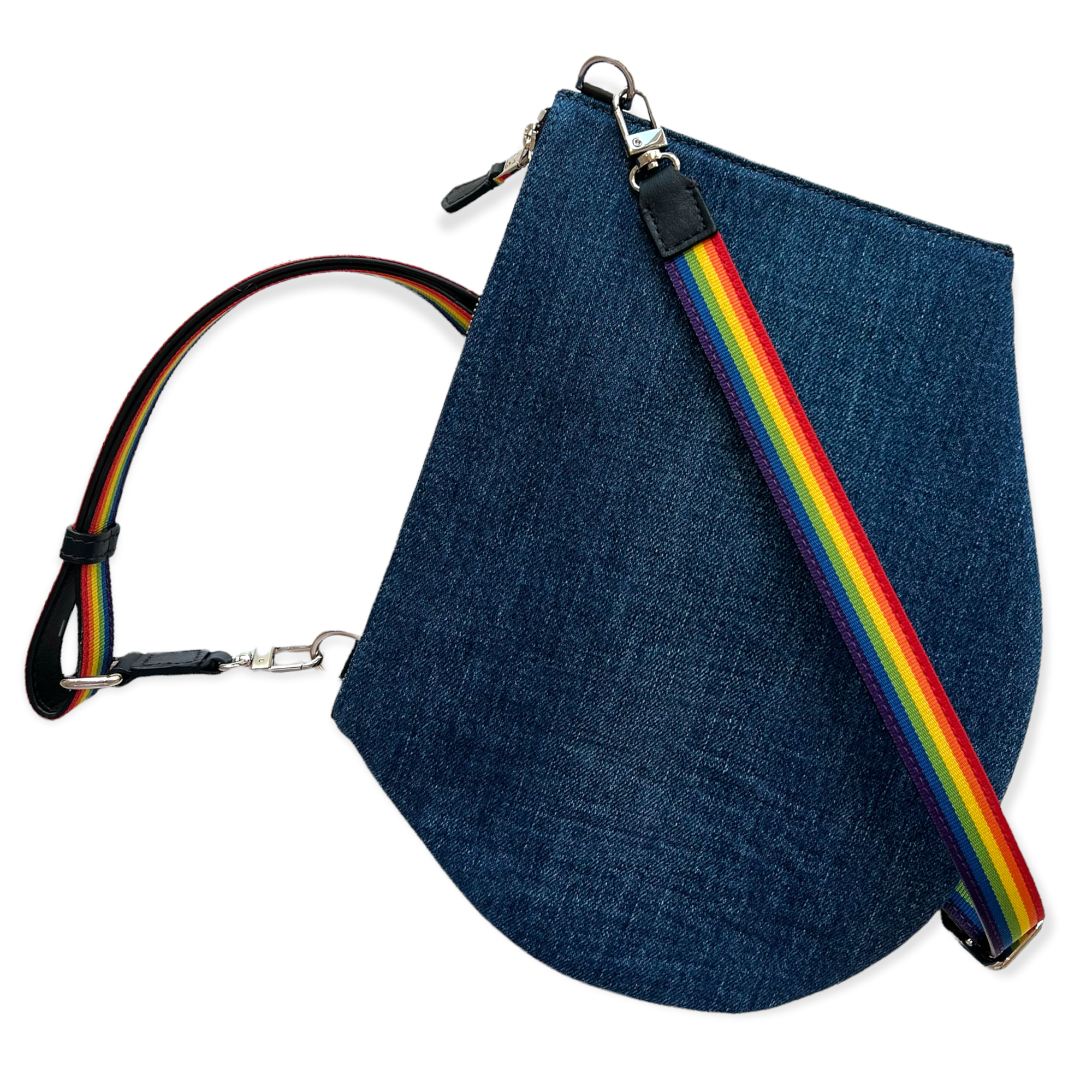 Zip XL upcycled denim rainbow .PNG