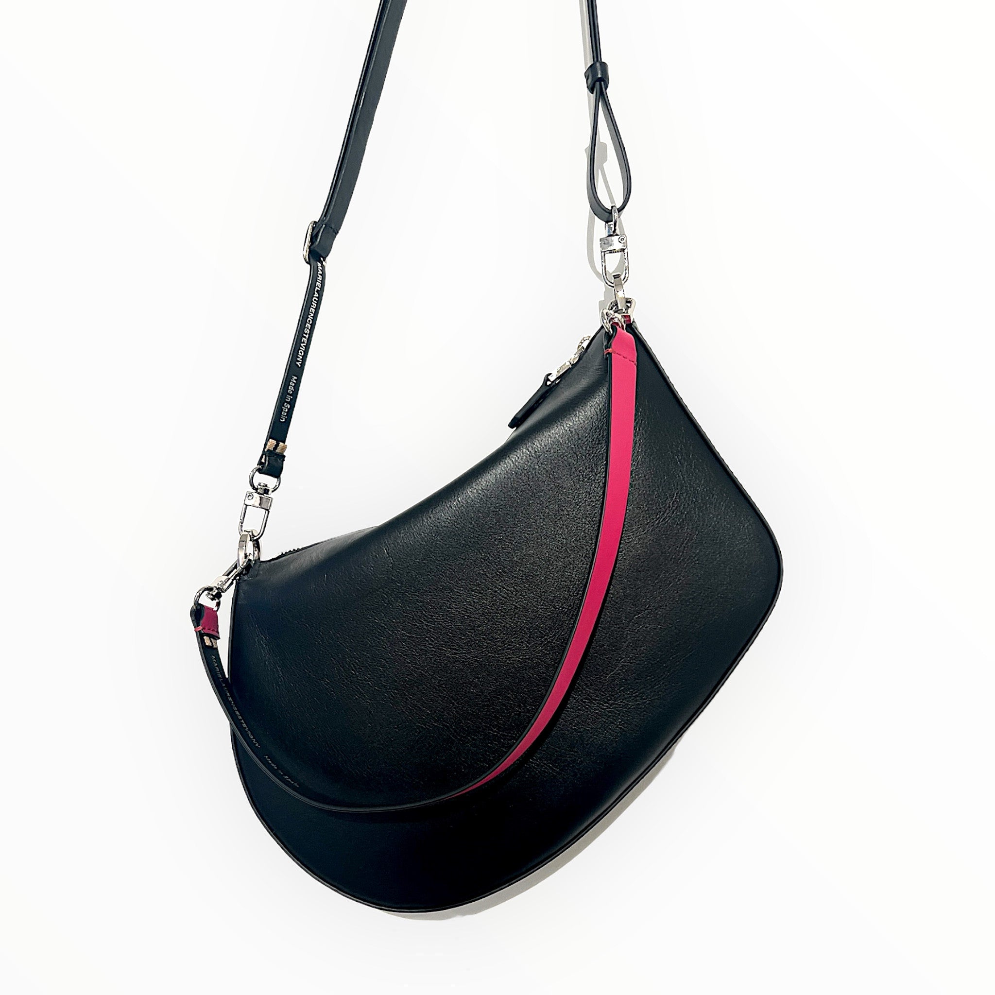 marielaurencestevigny-Zip baguette maxi black nickel - cross micro fucshia.JPG
