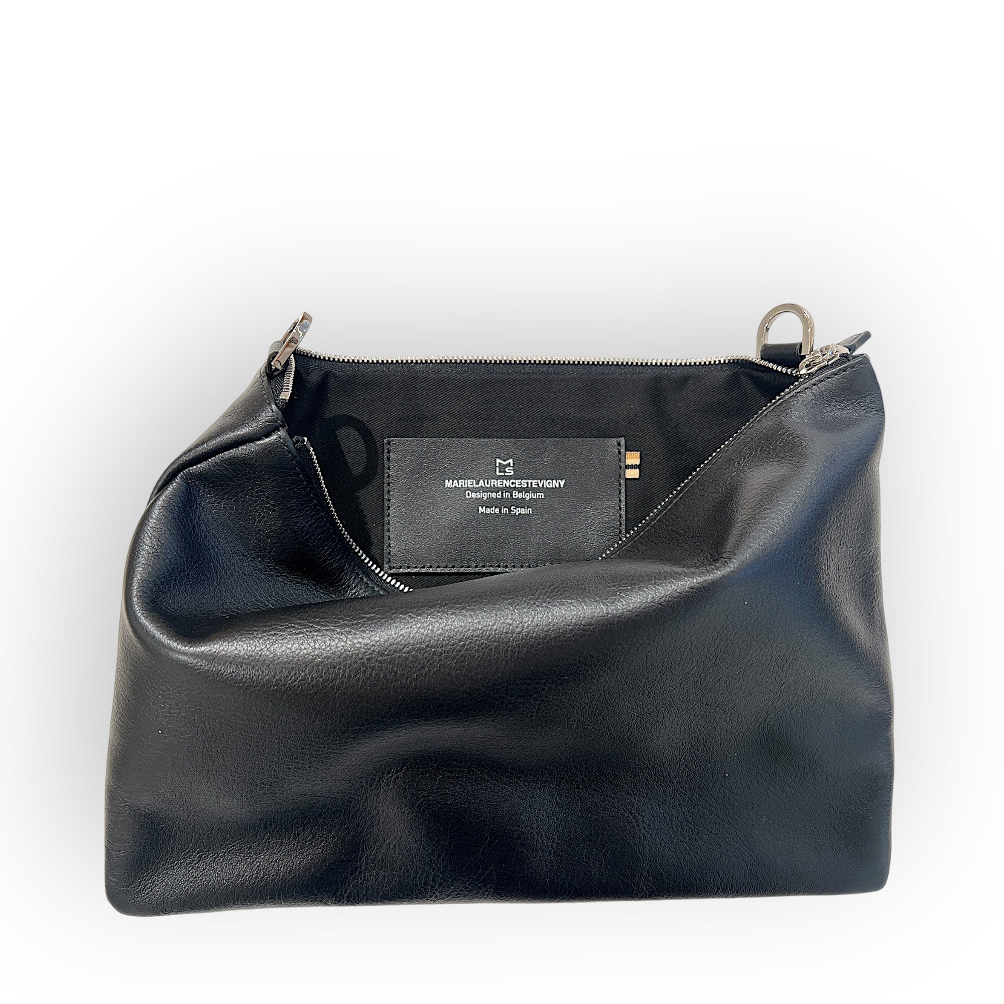 MARIELAURENCESTEVIGNY_DUO Pocket mmaxi  Black black -flat view inside pocket - double poch