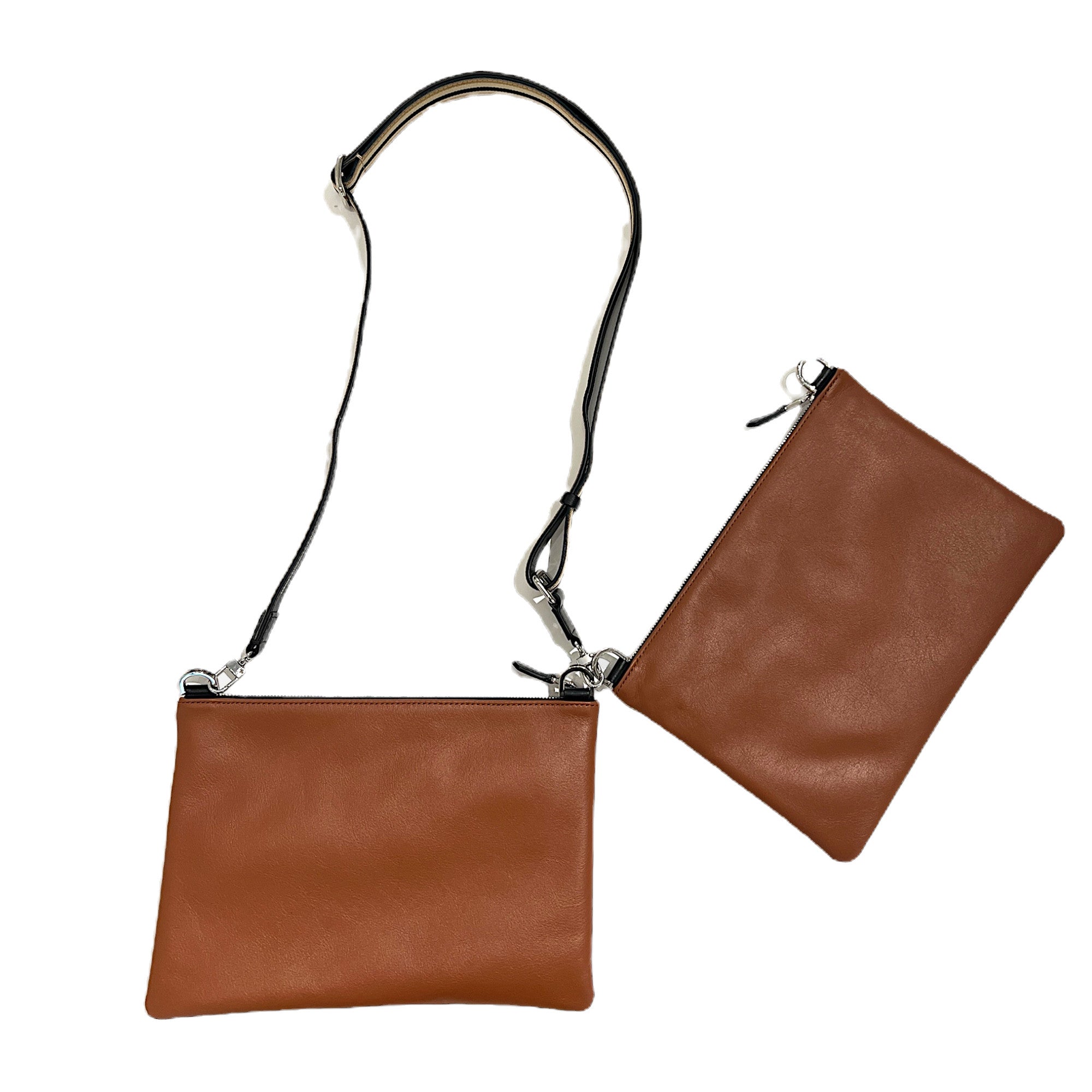 MARIELAURENCESTEVIGNY_DUO Pocket maxi Tan  tan with large cross Skin strap - open view assembling   _edited.jpg