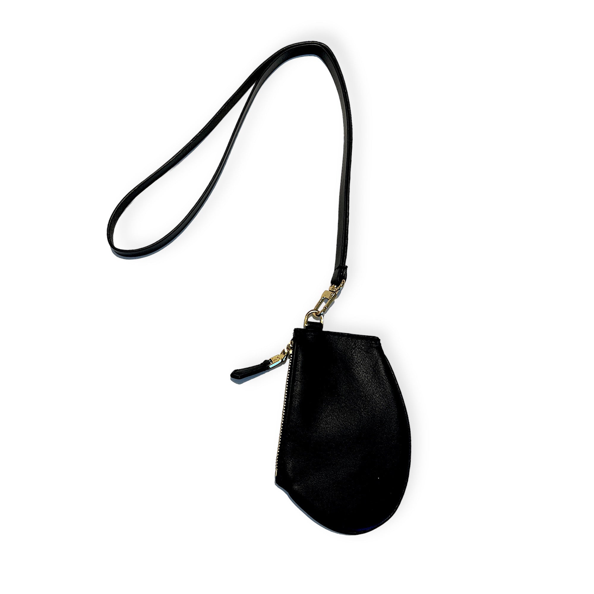Neck-neck loop-black leather and gold hardware-with zip micro black with gold hardwareMari