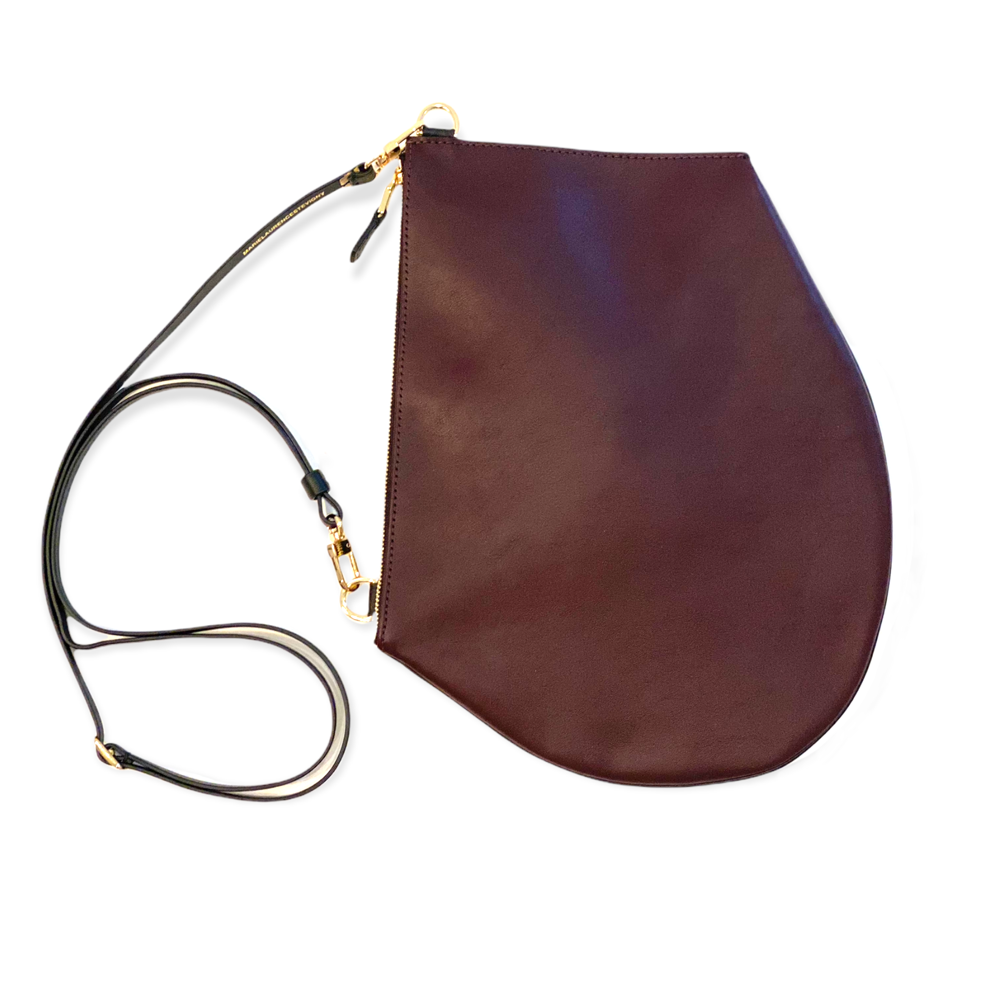 Pochette bandoulière - Zip XL - Bordeaux et finitions dorées