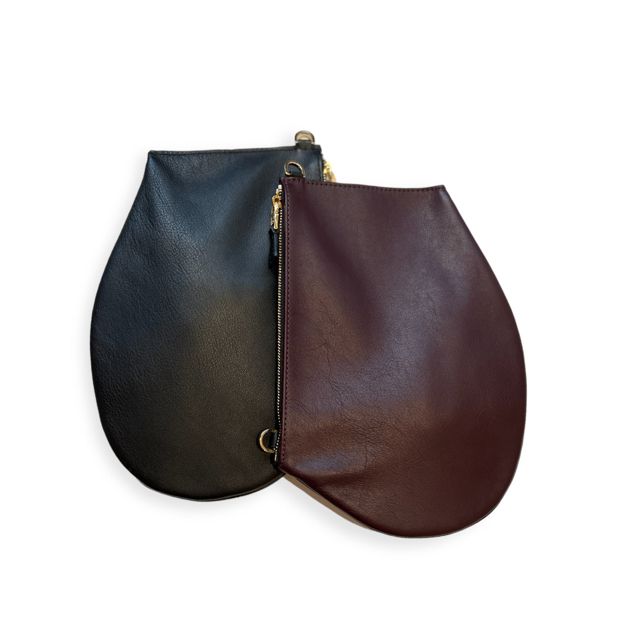 Marie Laurence Stevigny reversible burgundy and black leather cross body pouch bag -Zip ma
