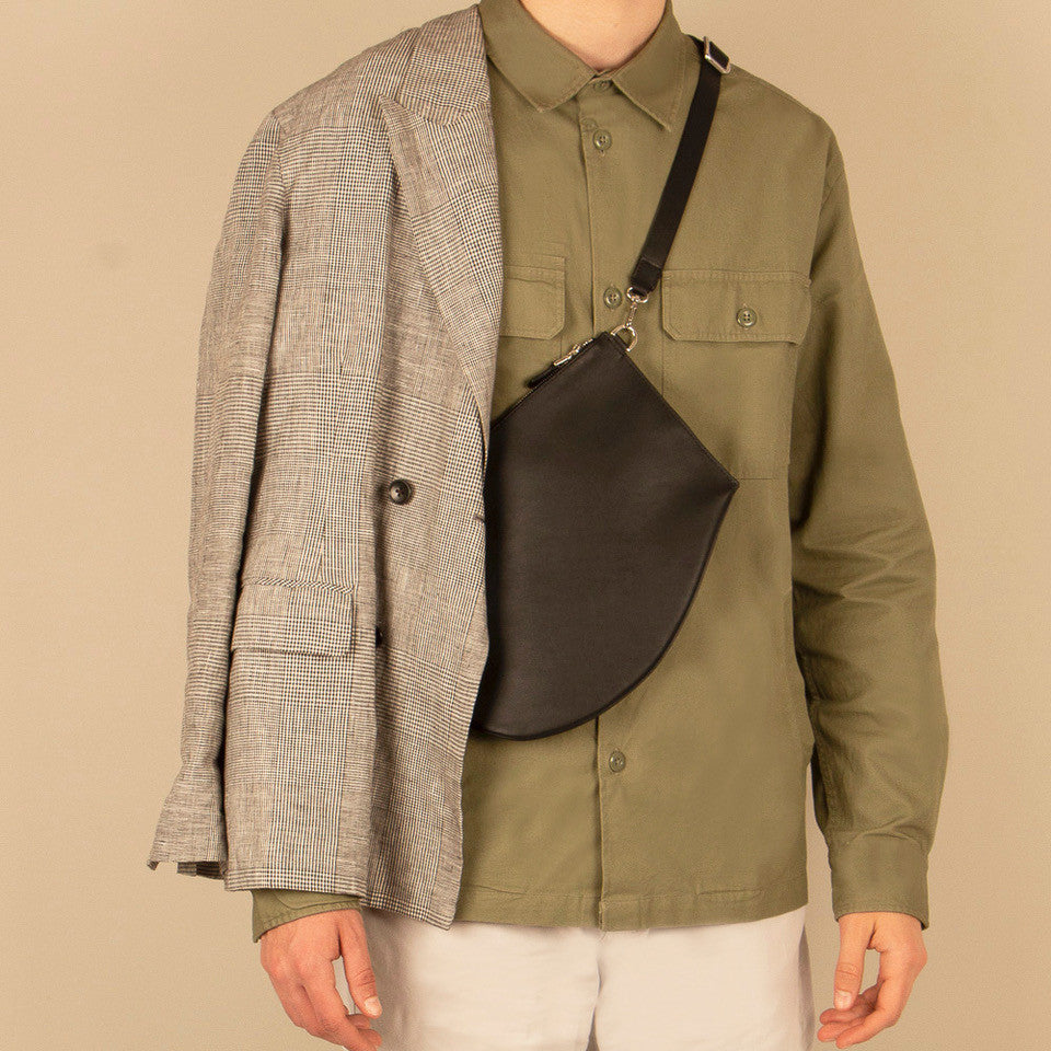 Pochette bandoulière - Zip XL - Taupe et noir