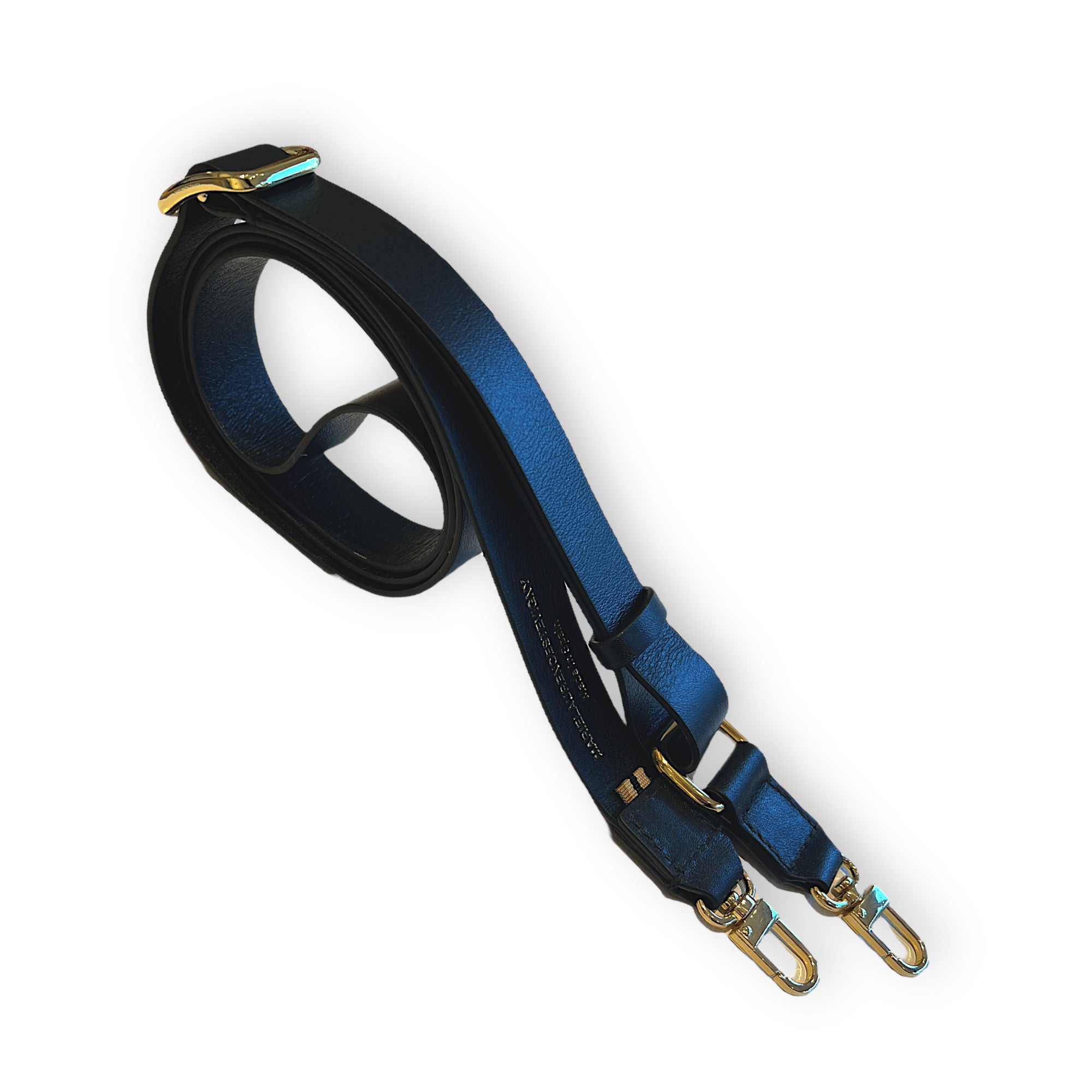 Large cross adjustable strap-rolled-black leather and gold hardware-Marielaurencestevigny.