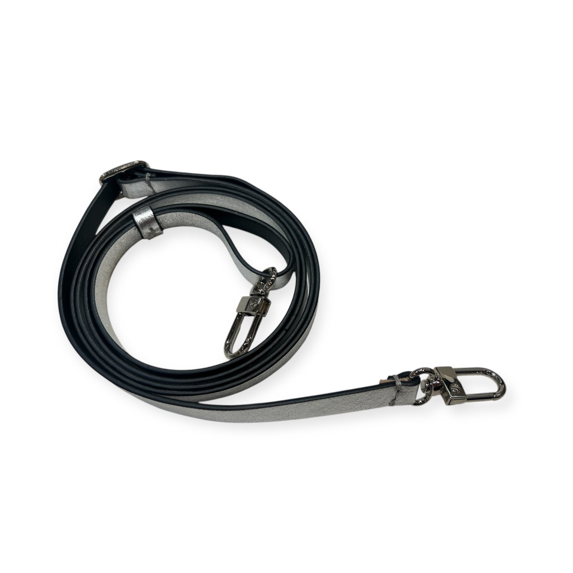 MARIELAURENCESTEVIGNY-silver edition-narrow cross adjustable strap silver  metallic leathe