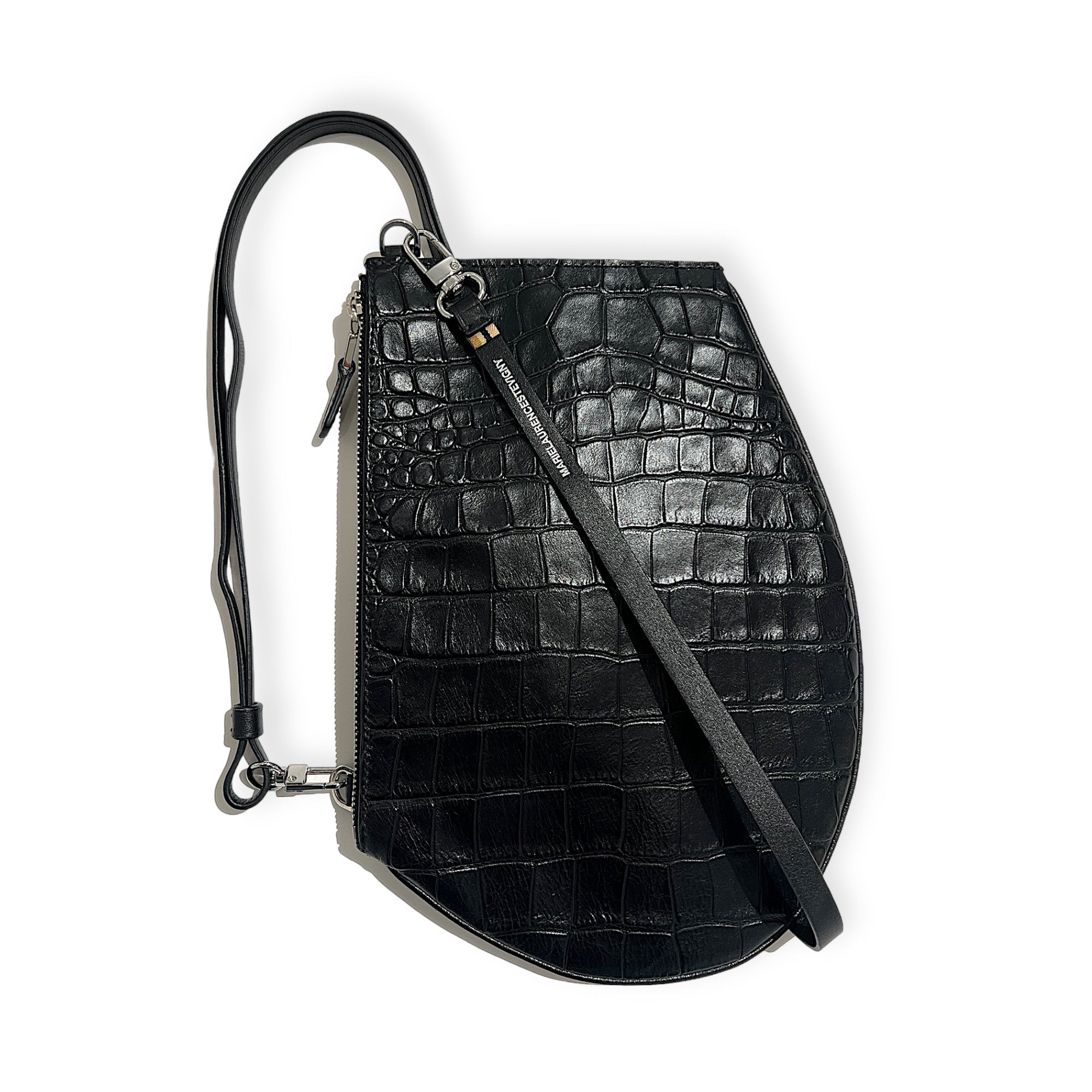Pochette bandoulière - Zip medium - Noir croco