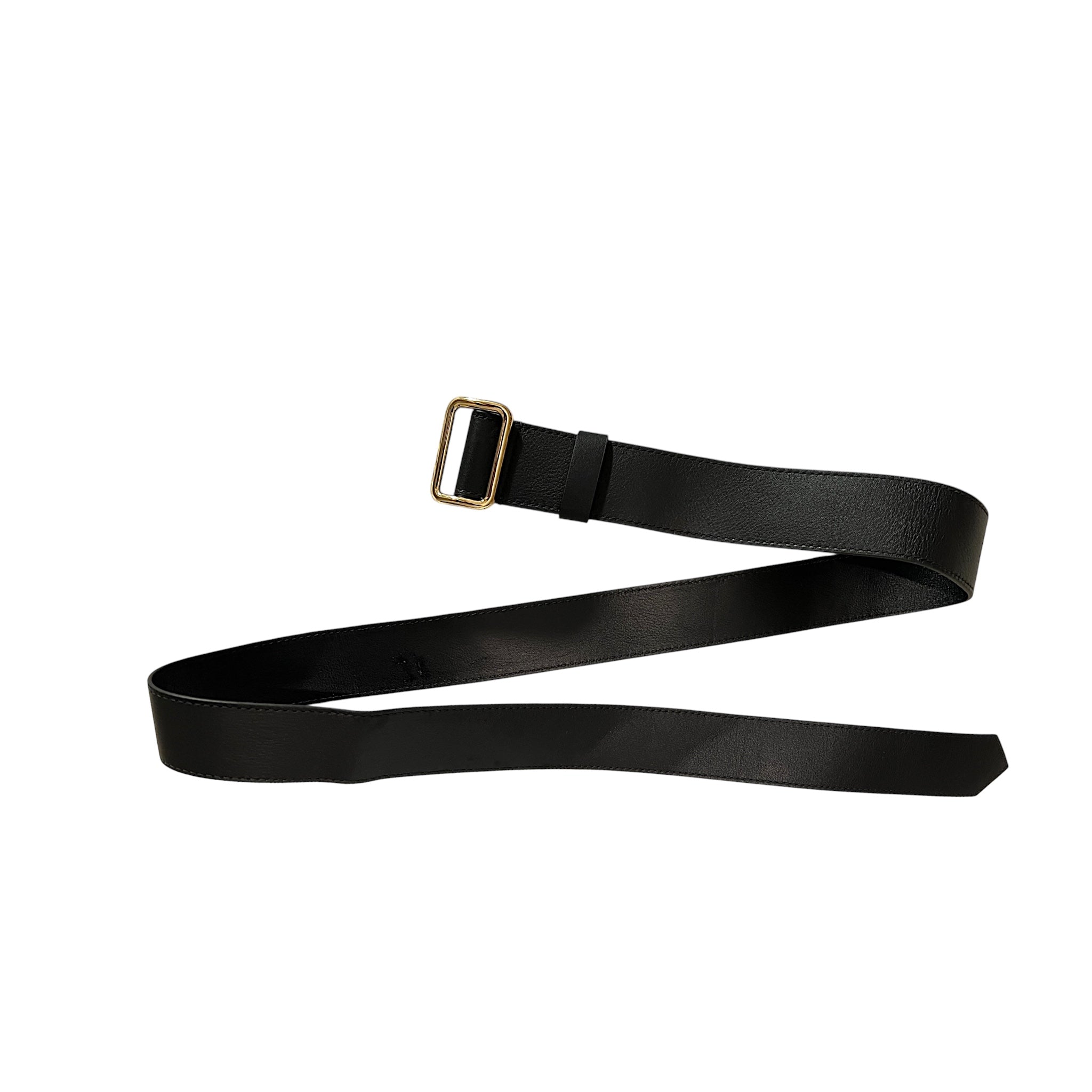 Single wide belt - Black with gold trim
