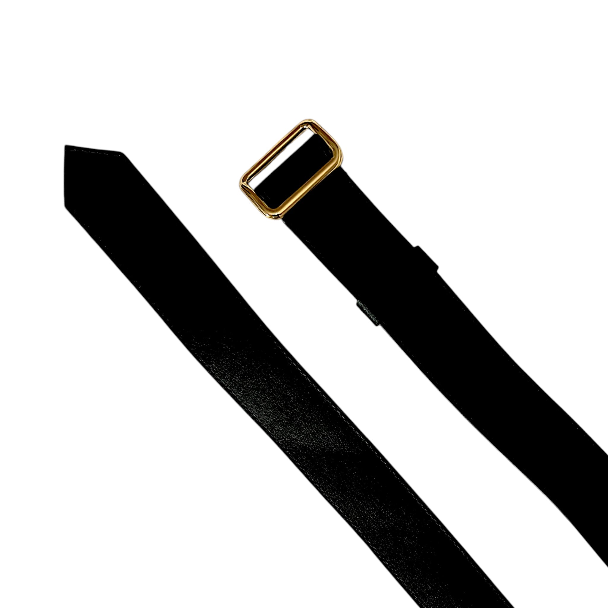 Single wide belt - Black with gold trim