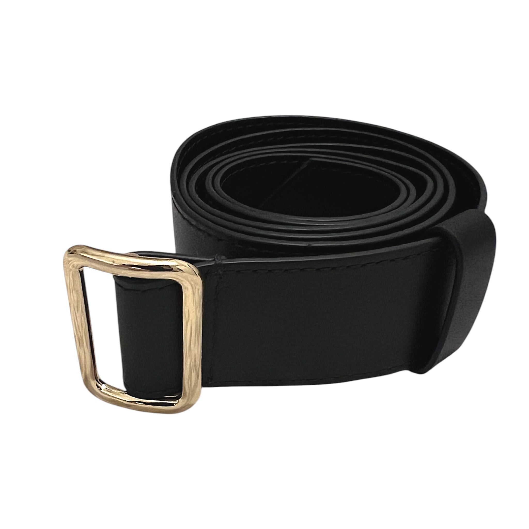 Single wide belt - Black with gold trim