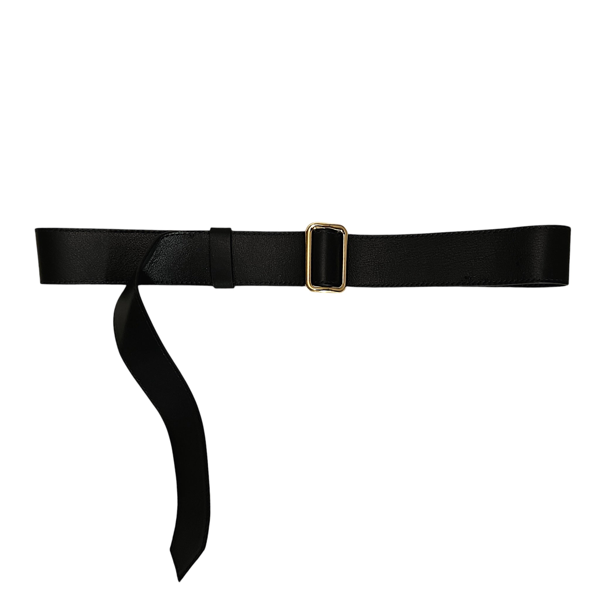 Single wide belt - Black with gold trim
