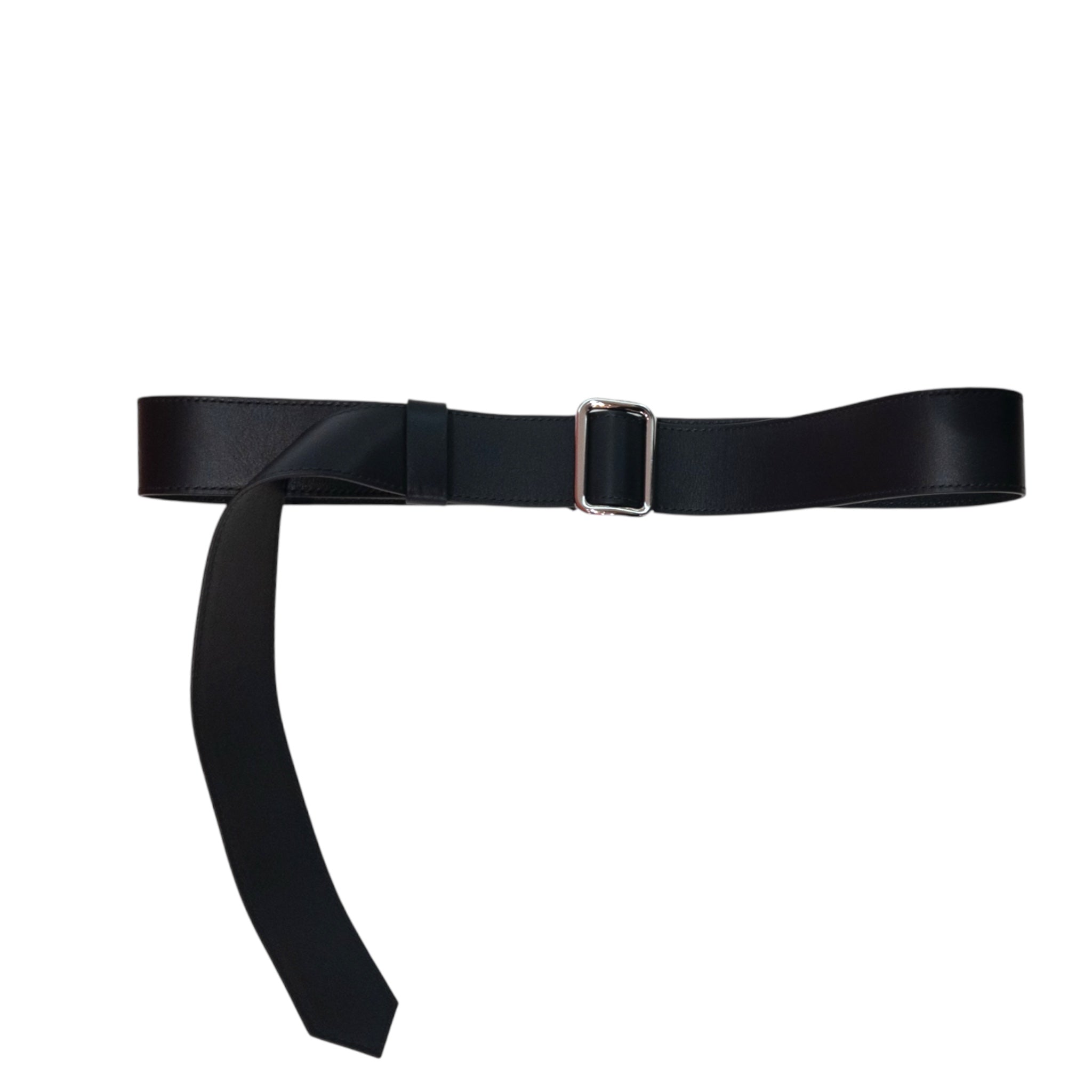 Single wide belt - Black with silver trim