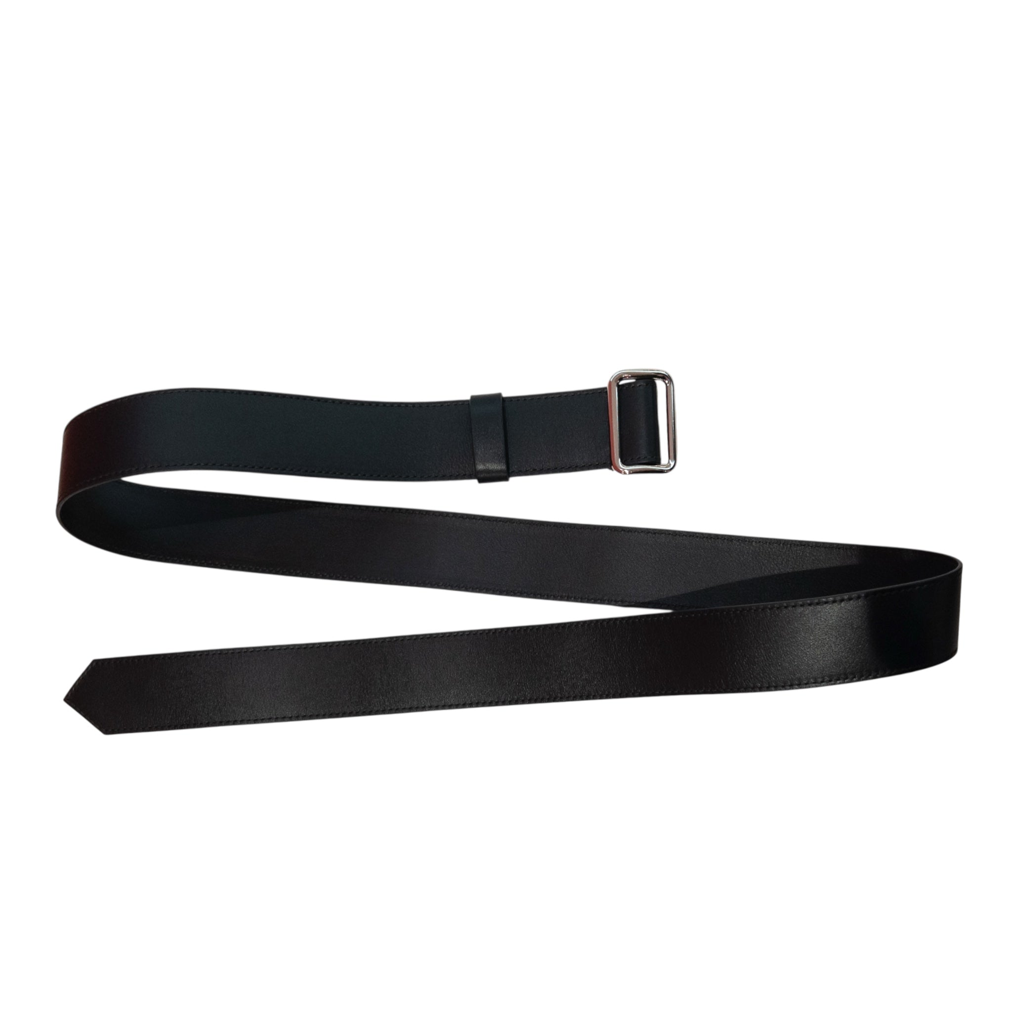 Single wide belt - Black with silver trim