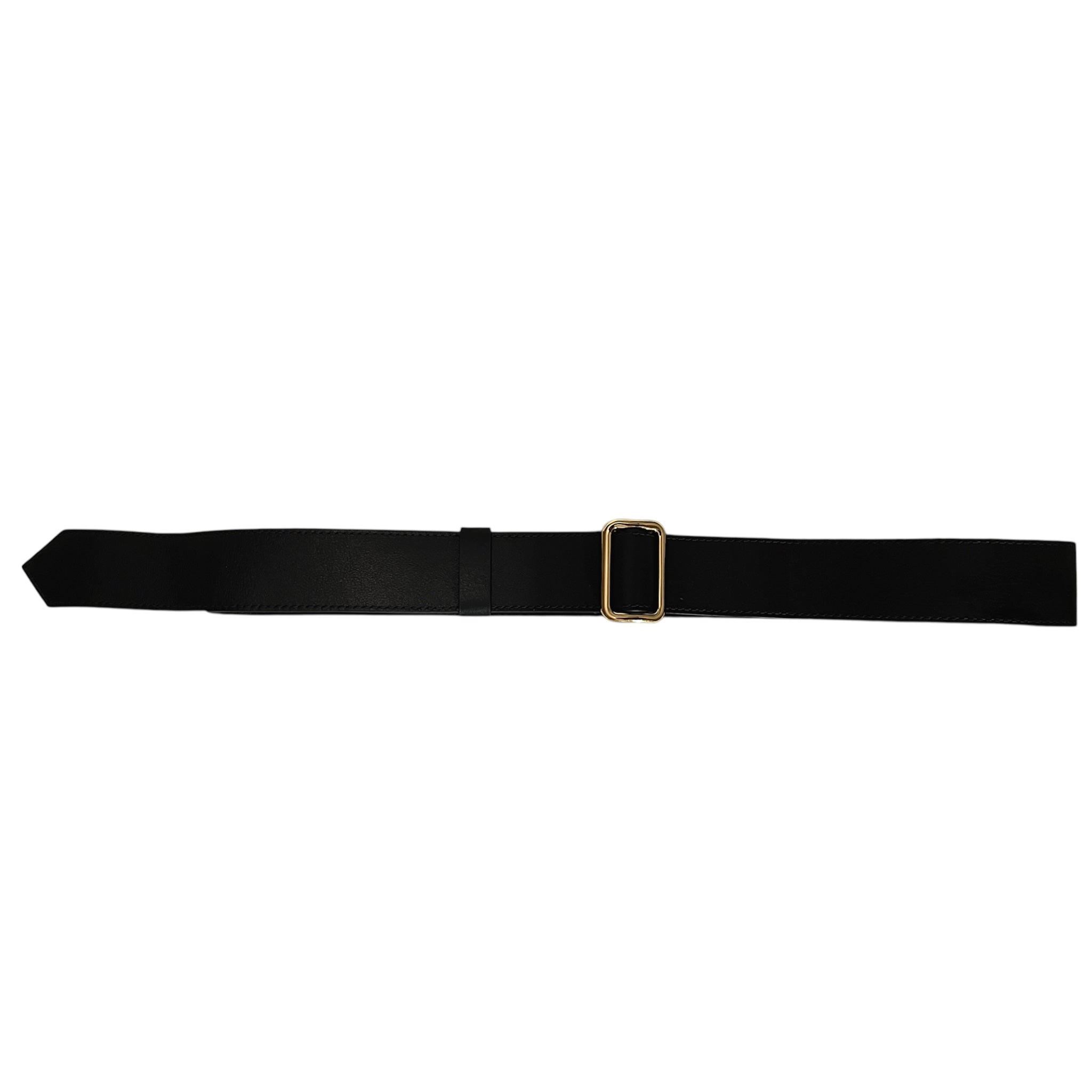 Single wide belt - Black with gold trim