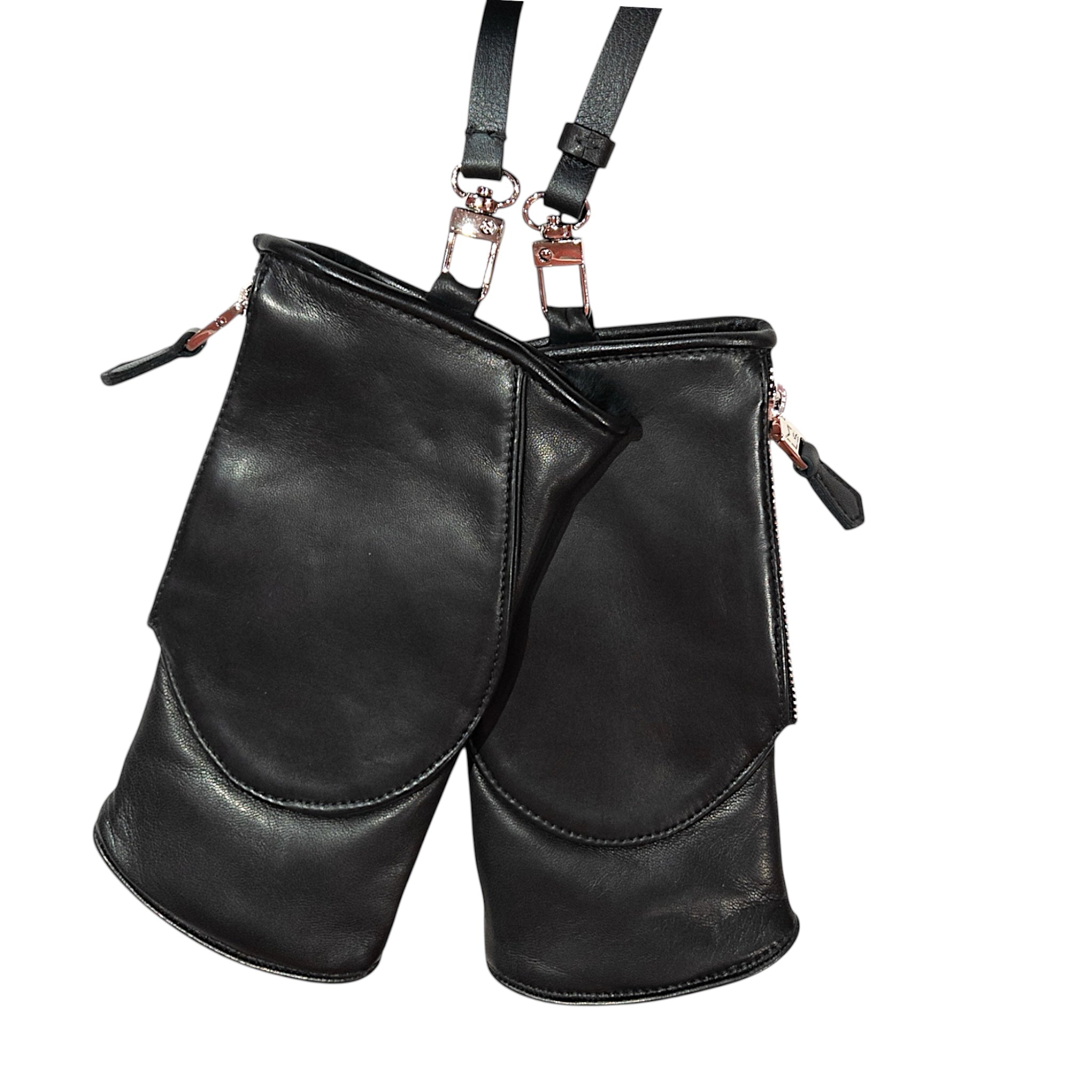 Pocket mittens - Black with silver trim