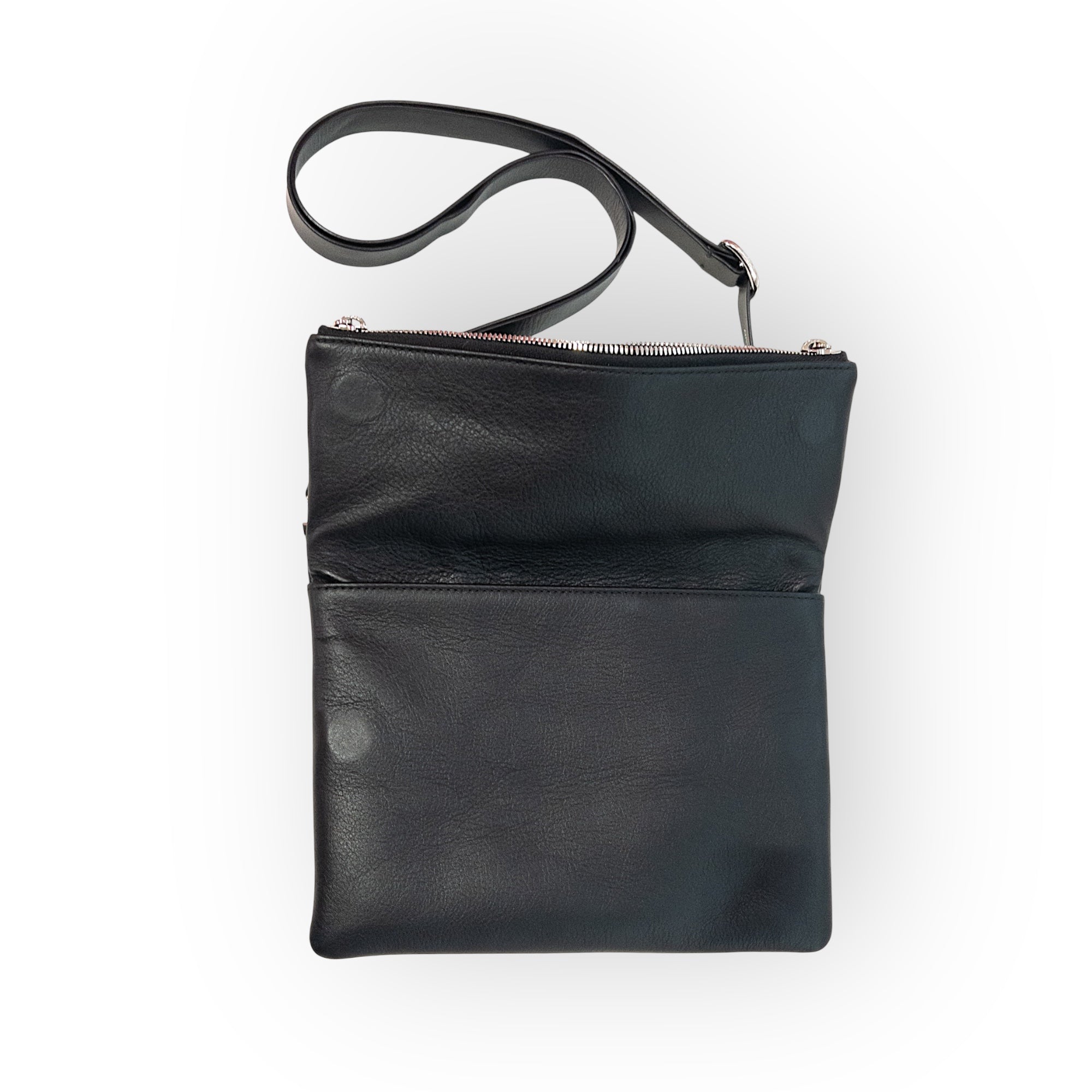 Duo Pocket fold-over flap with Pocket Duo zipped medium - Black silver finish